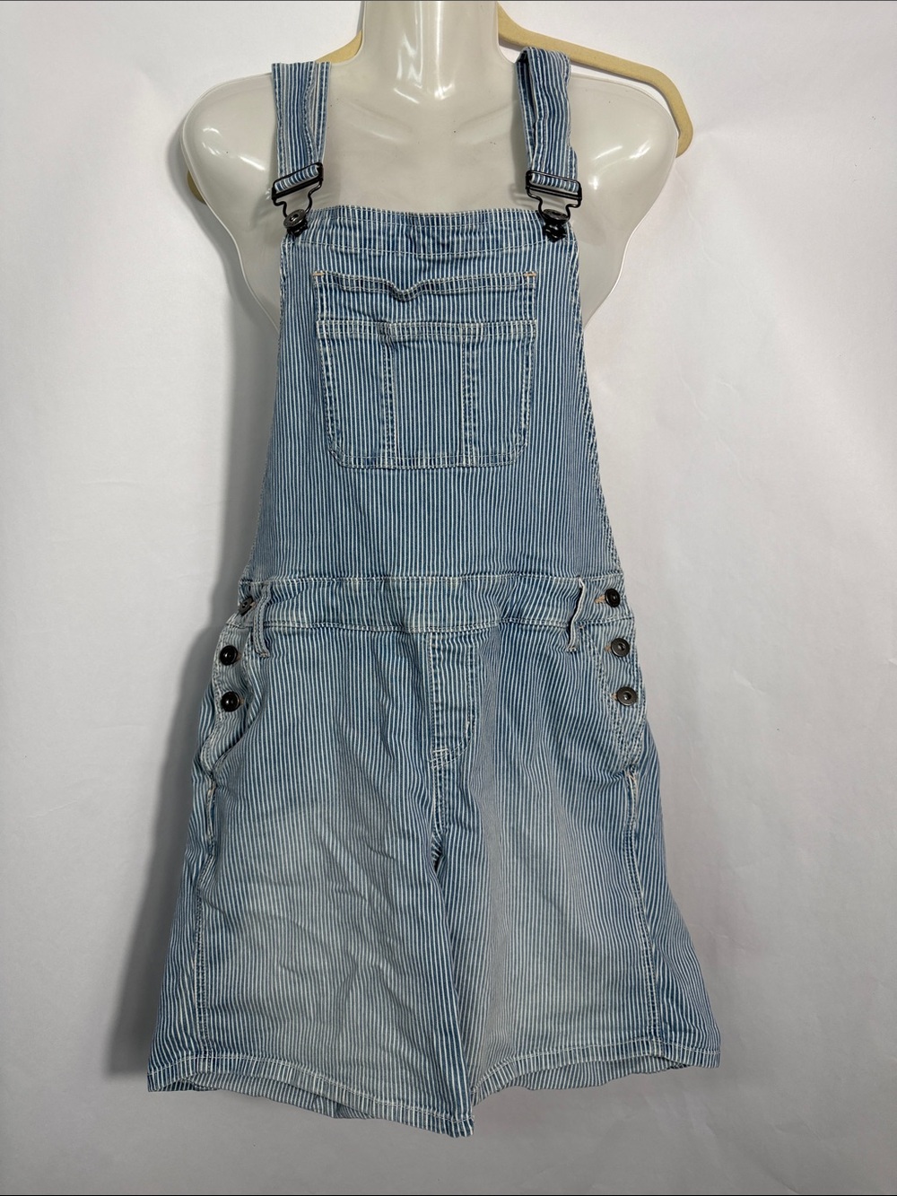 Torrid Denim Hickory Stripe Overall Shorts 12 Cottagecore Americana